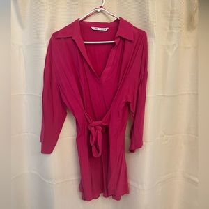 Zara Pink Tie Dress - Size Large